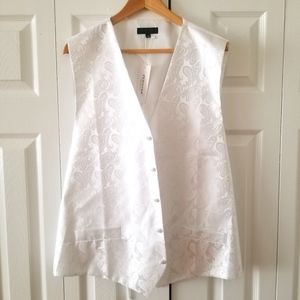 ZEROYAA Men Hipster Wht Paisley Printed Single Breasted Suit Vest Sz 2XL (NWT).